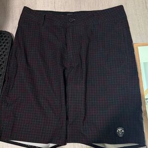 Vans Black and Red Grid Pattern Shorts